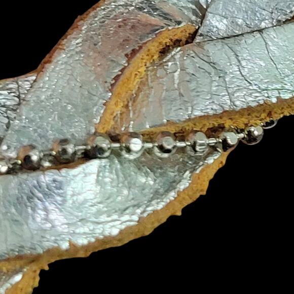 Banana Republic Silver Braided Skinny Belt Leather Metallic Embellished One Size - Picture 8 of 13